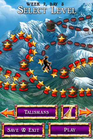 Azkend (iPhone) screenshot: Level selector in adventure mode