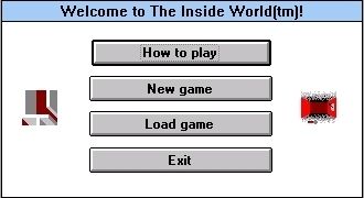 The Inside World (Windows 16-bit) screenshot: After the order form comes the game's main menu