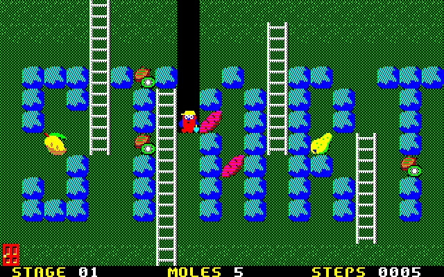 Mole Mole 2 (PC-88) screenshot: First stage