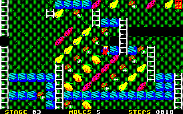 Mole Mole 2 (PC-88) screenshot: Ahh, more fruits...