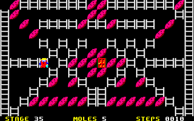 Mole Mole 2 (PC-88) screenshot: Hey, where are all the other fruits?!..