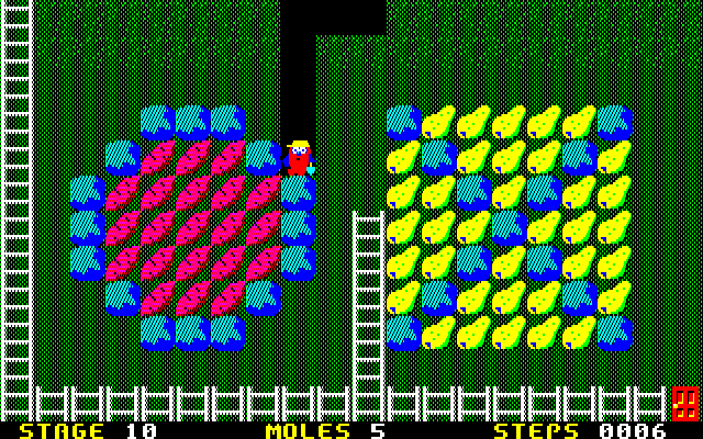 Mole Mole 2 (PC-88) screenshot: Some levels have beautiful arrangements!..
