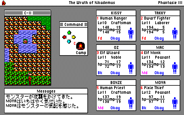 Phantasie III: The Wrath of Nikademus (PC-88) screenshot: Interesting place...