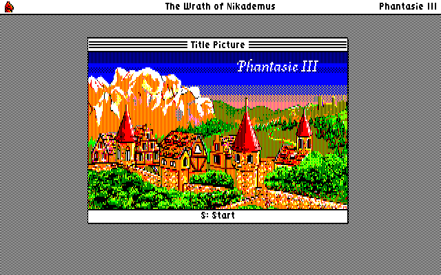 Phantasie III: The Wrath of Nikademus (PC-88) screenshot: Title screen