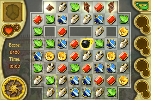 Call of Atlantis (iPhone) screenshot: Match the items, by switching only one at a time