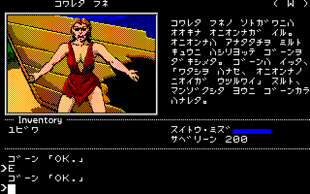 Ring Quest (PC-88) screenshot: Nothing against feminism, really
