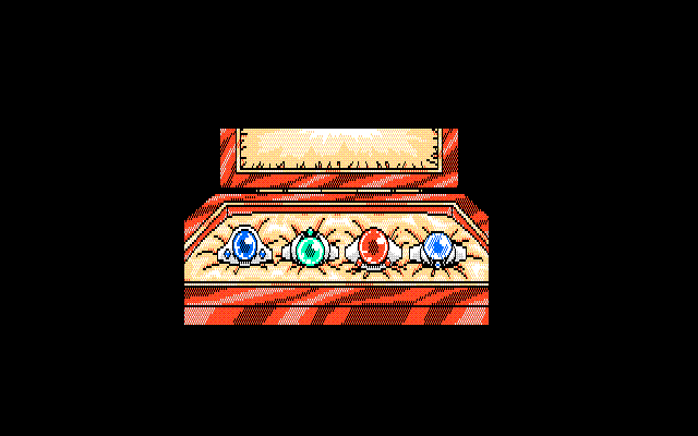 Rance II: Hangyaku no Shōjotachi (PC-88) screenshot: The four jewels...