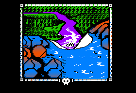 The Shadows of Mordor (Apple II) screenshot: Waterfall