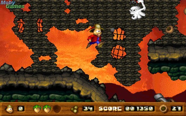 Toffifee: Fantasy Forest (DOS) screenshot: Hurrying up, jumping and running.