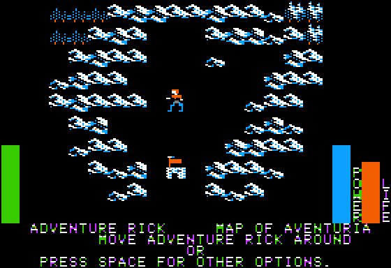 Stuart Smith's Adventure Construction Set (Apple II) screenshot: Land of Adventuria - main map.