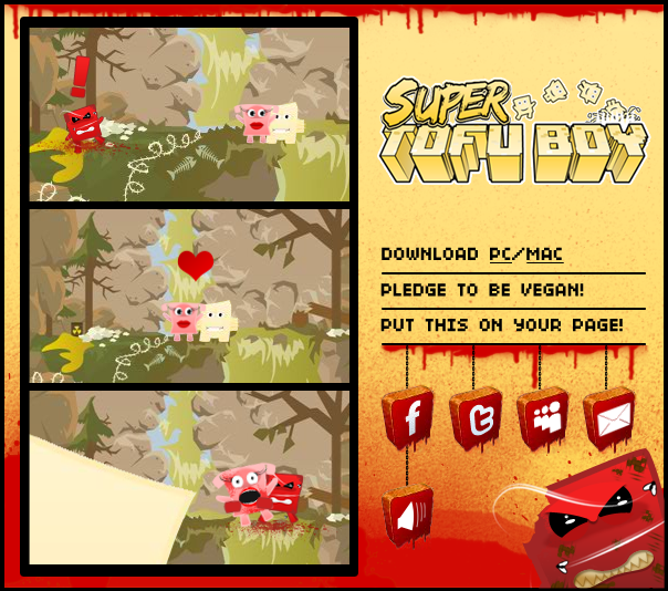 Super Tofu Boy (Windows) screenshot: Panel sequence, Tofu Boy appears.