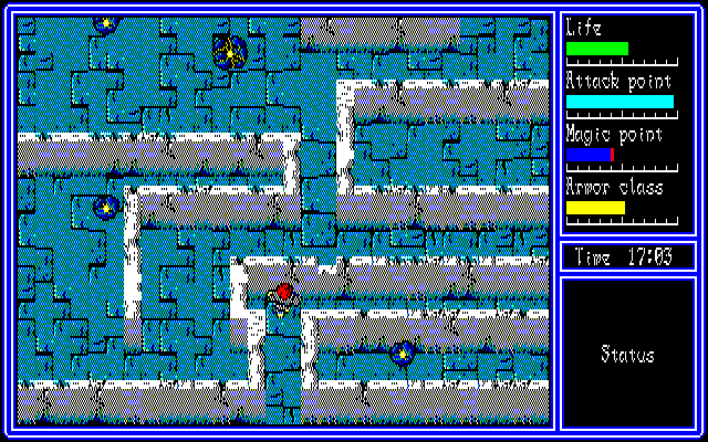 Super Hydlide (PC-88) screenshot: Dungeon during the day...
