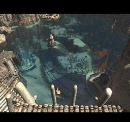 Riven: The Sequel to Myst (PlayStation) screenshot: Lagoon below from high above