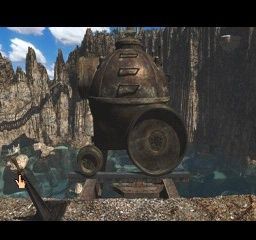 Riven: The Sequel to Myst (PlayStation) screenshot: The lagoon submarine waiting to be launched