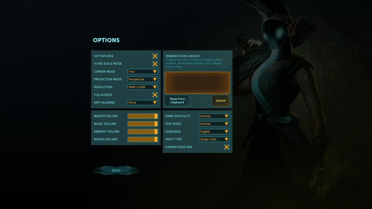 Shadowrun Returns (Windows) screenshot: Game settings