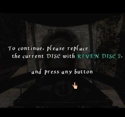 Riven: The Sequel to Myst (PlayStation) screenshot: Disc changes when passing from one area to another
