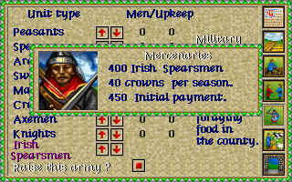 Lords of the Realm (DOS) screenshot: Raise Armies