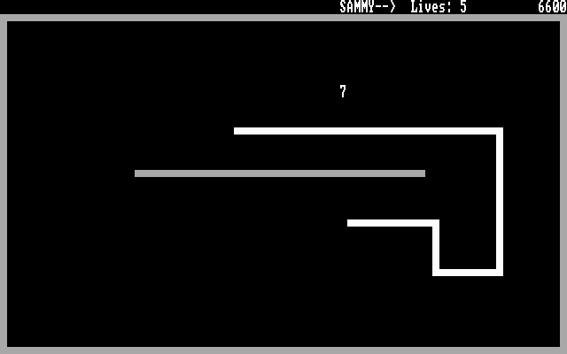 MS-DOS 5 (included games) (DOS) screenshot: Nibbles: The game in monochrome mode