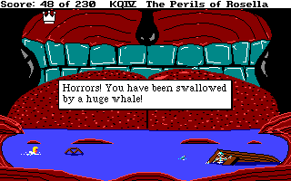 King's Quest IV: The Perils of Rosella (Amiga) screenshot: Swallowed by a whale!