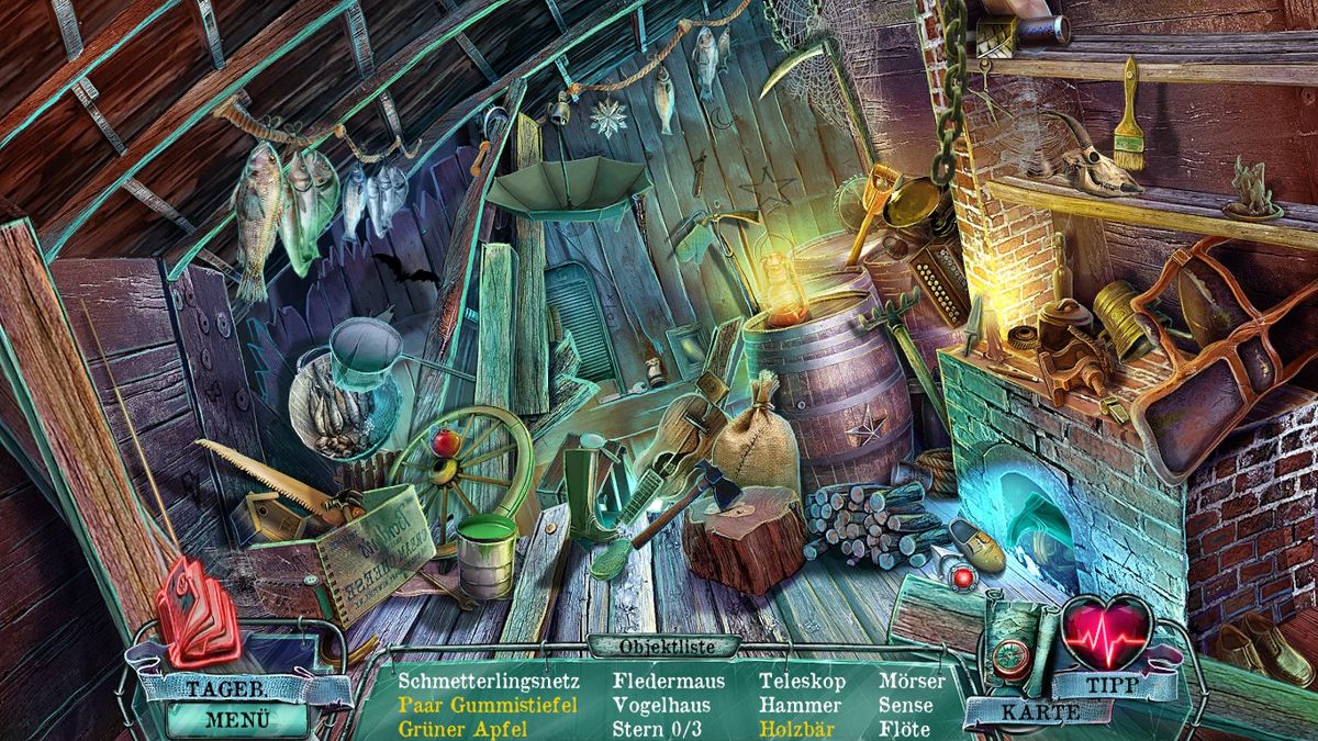 Mind Snares: Alice's Journey (Windows) screenshot: Another hidden object scene, an attic.