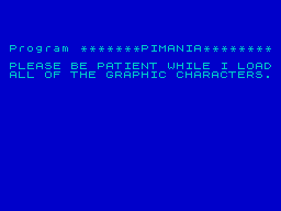 Pimania (ZX Spectrum) screenshot: Loading is followed by a further, but brief, delay