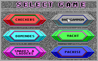 Hoyle: Official Book of Games - Volume 3 (DOS) screenshot: Game menu. (16 Color EGA Version)