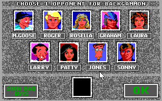 Hoyle: Official Book of Games - Volume 3 (DOS) screenshot: Choose someone to play with - the good guys. (16 Color EGA Version)