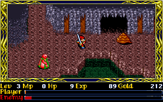 Ys II Special (DOS) screenshot: In a cave. Tougher enemies