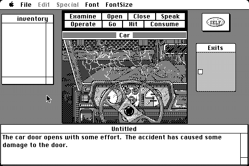 Uninvited (Macintosh) screenshot: At the beginning - after the crash.