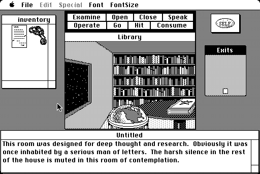 Uninvited (Macintosh) screenshot: In the library