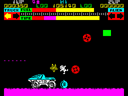 Lunar Jetman (ZX Spectrum) screenshot: A nice graphic of LJ's fall to the ground