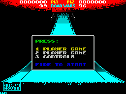 Roadwars (ZX Spectrum) screenshot: The game's main menu. When a game is over the player is returned here.
