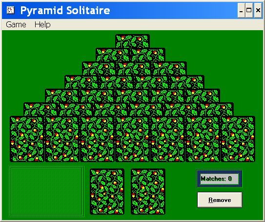 Solitaire Twin Pack (Windows 3.x) screenshot: This is the starting position for Pyramid Solitaire