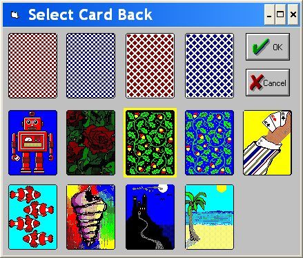 Solitaire Twin Pack (Windows 3.x) screenshot: Both games allow the player to change the back of the card
