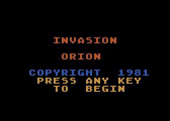 Invasion Orion (Atari 8-bit) screenshot: Title screen