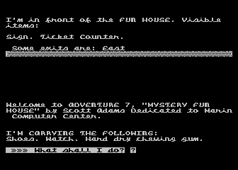 Mystery Fun House (Atari 8-bit) screenshot: Starting the game