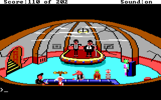 Space Quest: Chapter I - The Sarien Encounter (DOS) screenshot: Ulence Flats... you will never find a more wretched hive of... well, you know the rest