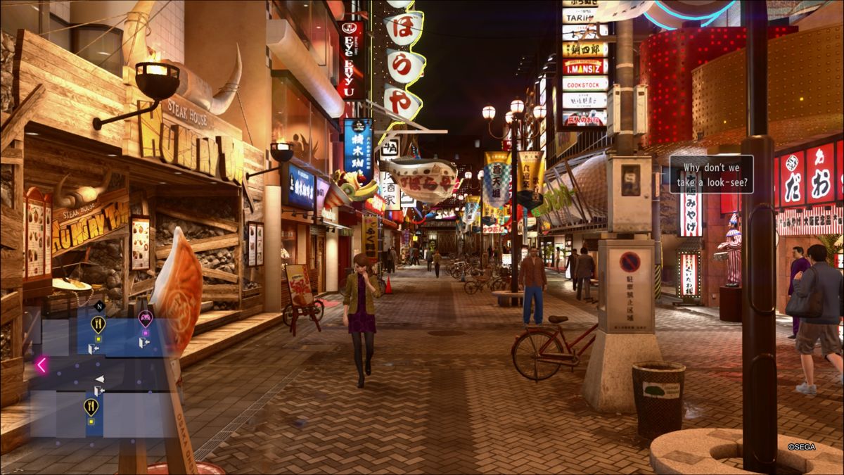 Yakuza: Kiwami 2 (PlayStation 4) screenshot: The streets of Osaka during nighttime