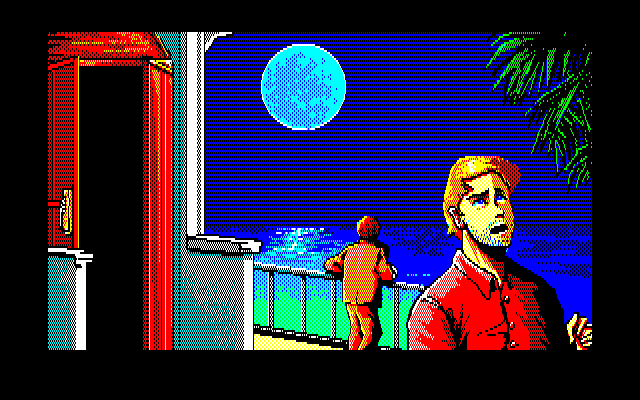 Burning Point (PC-88) screenshot: Admiring the moon