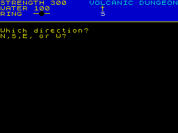 Volcanic Dungeon (ZX Spectrum) screenshot: The start of the game. Which way to go ...