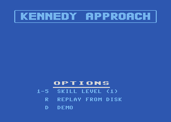 Kennedy Approach (Atari 8-bit) screenshot: Main menu