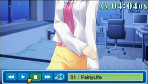 Fairly Life: Miracle Days (PSP) screenshot: BGM player lets you scroll to see full character