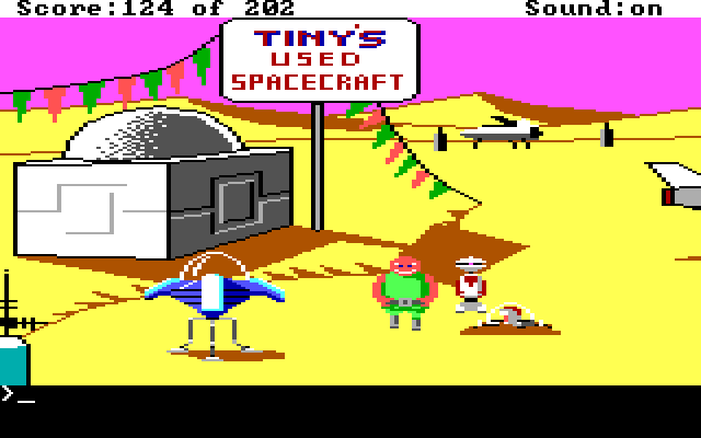 Space Quest: Chapter I - The Sarien Encounter (DOS) screenshot: Looks like Tiny's sold you a real lemon