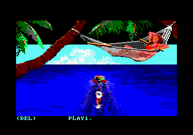 Championship Water-Skiing (Amstrad CPC) screenshot: Slalom.