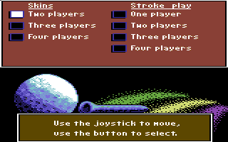 Jack Nicklaus' Greatest 18 Holes of Major Championship Golf (Commodore 64) screenshot: Game options