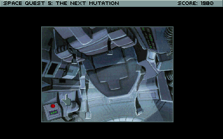 Space Quest V: The Next Mutation (DOS) screenshot: Searching a space capsule