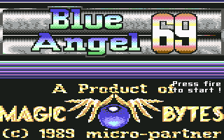 Blue Angel 69 (Commodore 64) screenshot: Title Screen and Copyright Information