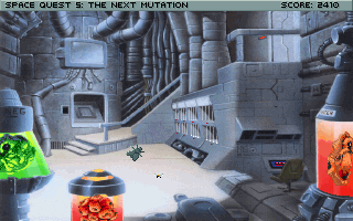 Space Quest V: The Next Mutation (DOS) screenshot: Roger has turned into a fly - and you get to play as one!