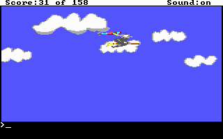 King's Quest (DOS) screenshot: Captured by the witch! (EGA/Tandy)