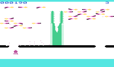 Kaktus (VIC-20) screenshot: The screen quickly fills with enemies.